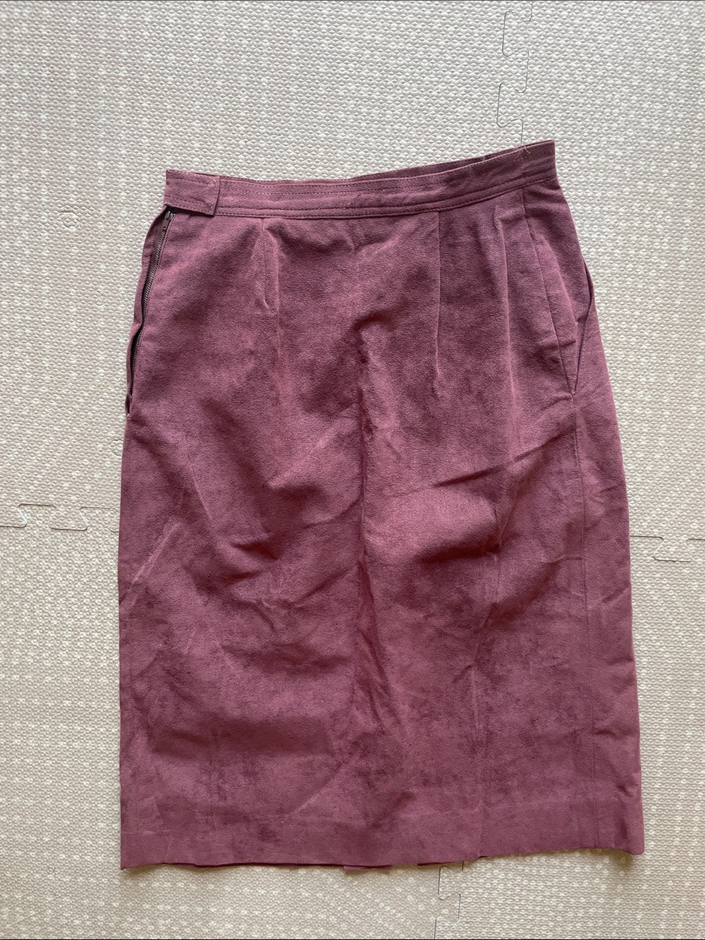 Women's Suede Leather Plum Pencil Skirt Size S